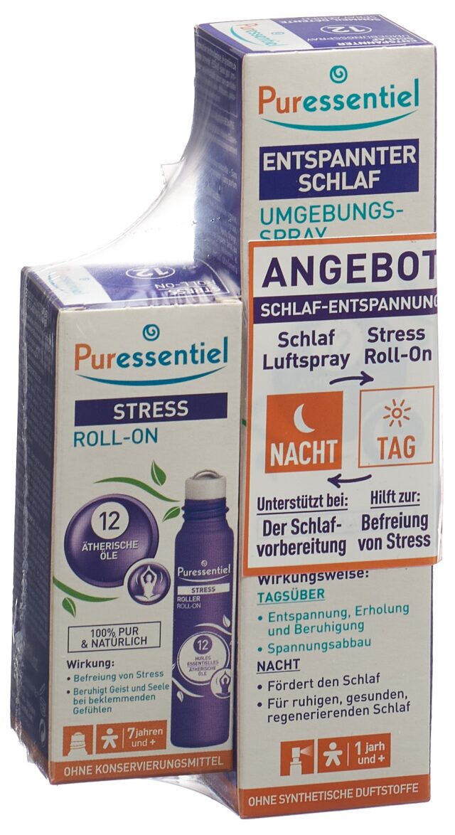 Puressentiel Entspannung Schlaf Spray 75ml + Roll-on Stress 5ml (1 Stück)
